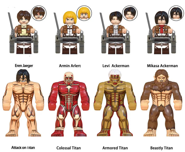 Attack on Titan Anime Set of 8 Lego Minifigures - Style 1