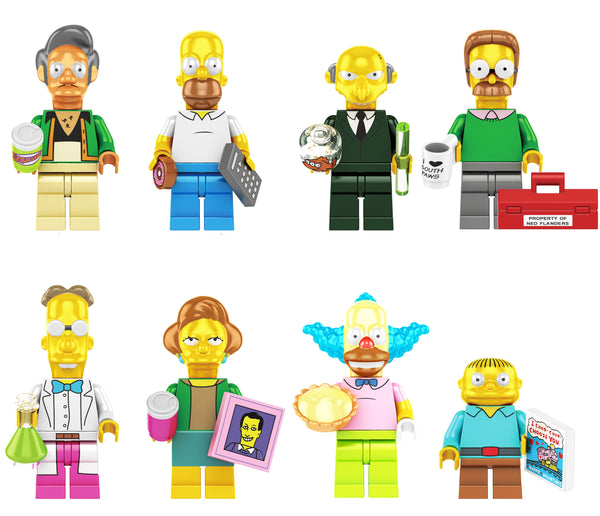 Simpsons Set of 8 Lego Minifigures - Style 1