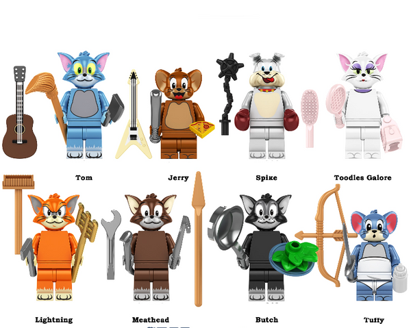 Tom and Jerry Set of 8 Lego Minifigures - Style 1