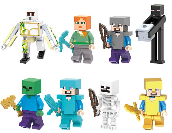 Minecraft Set of 8 Lego Minifigures - Style 1