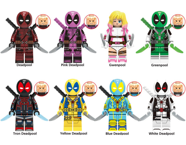 Marvel Deadpool Set of 8 Lego Minifigures - Style 1