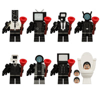 Skibidi Toilet Set of 8 Lego Minifigures - Style 1