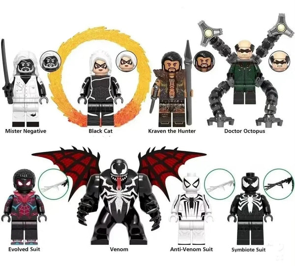 Marvel Spiderman Set of 8 Lego Minifigures - Style 11