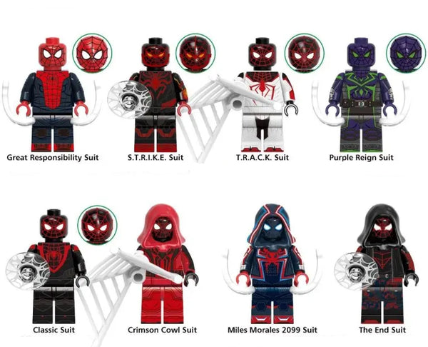 Marvel Spiderman Set of 8 Lego Minifigures - Style 9