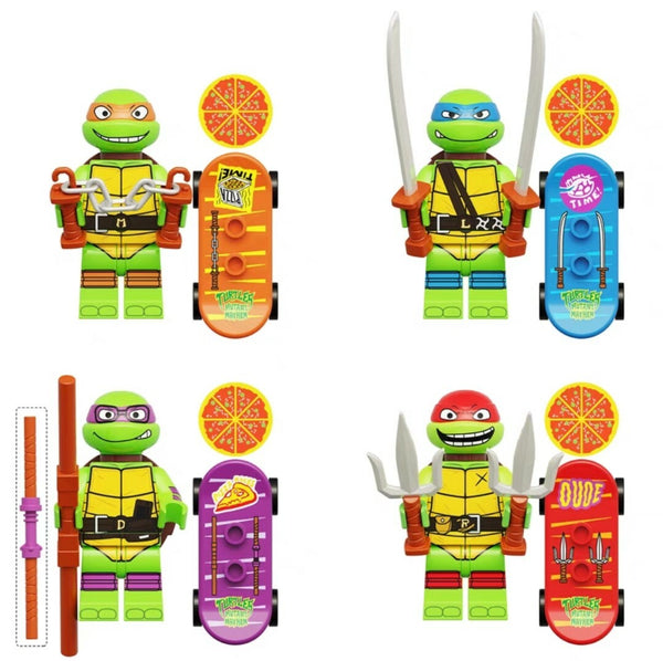 Teenage Mutant Ninja Turtles Set of 4 Lego Minifigures - Style 2
