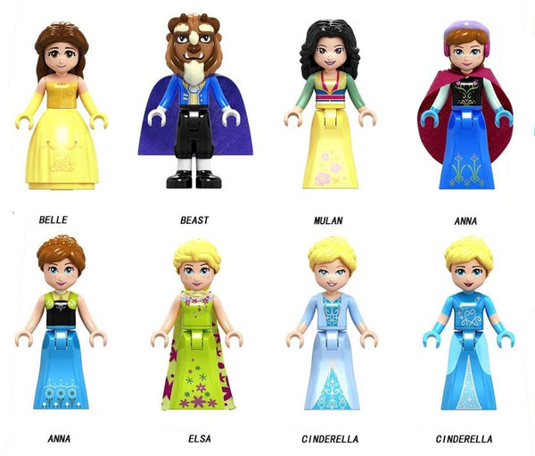 Disney Princess Set of 8 Lego Minifigures - Style 2