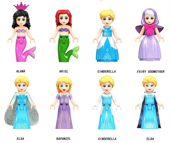 Disney Princess Set of 8 Lego Minifigures - Style 3