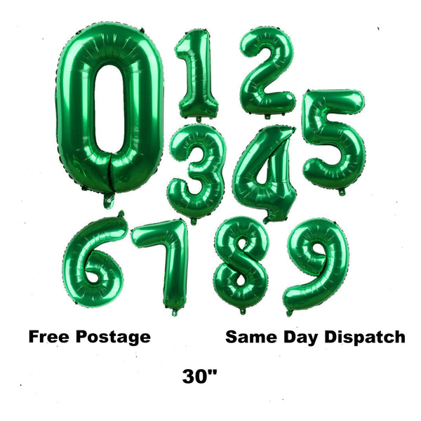 30" Large Birthday Number Balloon - Forest Green