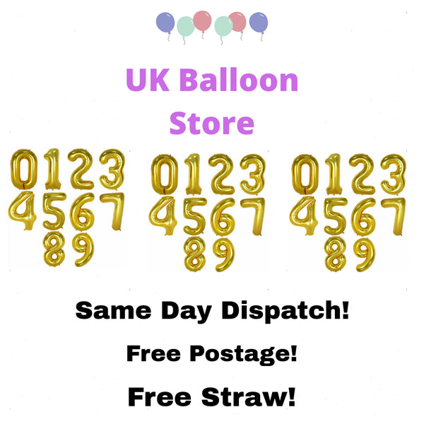 40" Large Birthday Number Balloon - Gold
