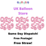 40" Large Birthday Number Balloon - Pastel Pink