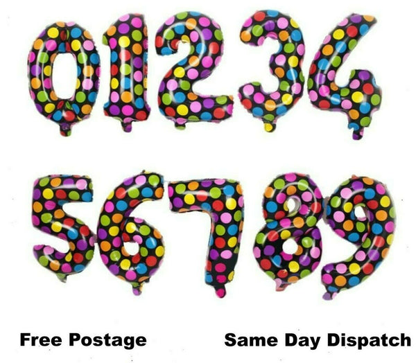 16" Large Birthday Number Balloon - Polka Dot