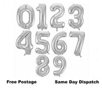 30" Large Birthday Number Balloon - Silver