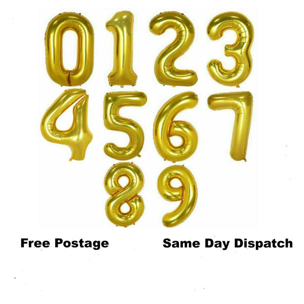 30" Large Birthday Number Balloon - Gold