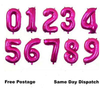 16" Large Birthday Number Balloon - Fuchsia Pink